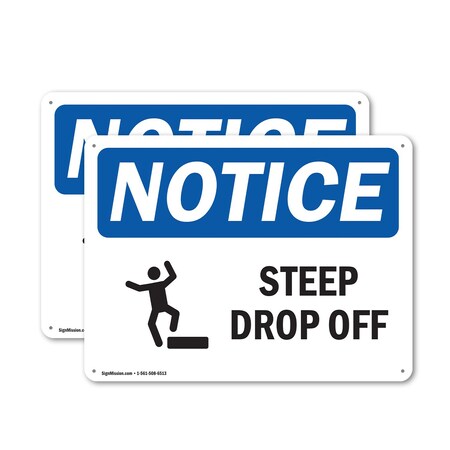 Signmission Steep Drop Off, 18 in W x Rectangle, Plastic OS-2PACK-NS-P-1218-L-18456